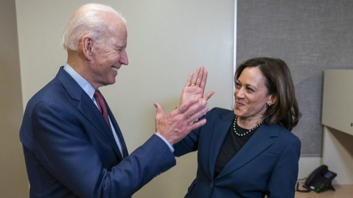 Biden and Harris high five