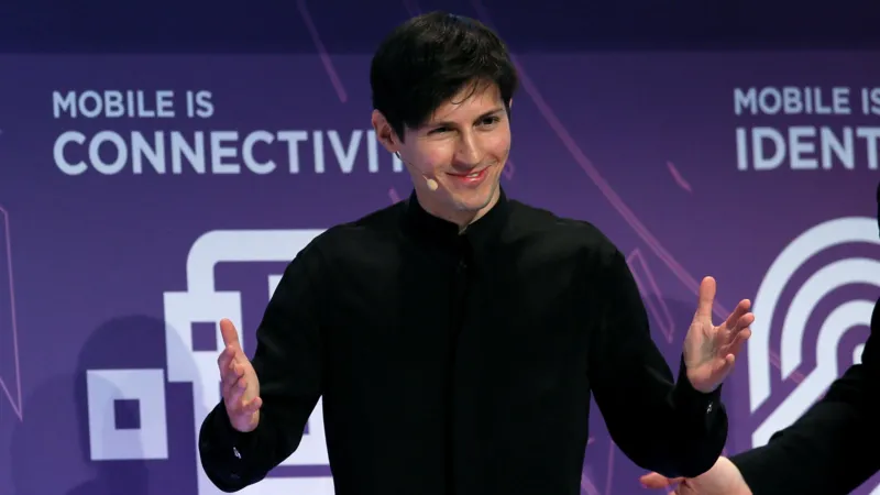 Pavel Durov pictured speaking at a conference in 2016